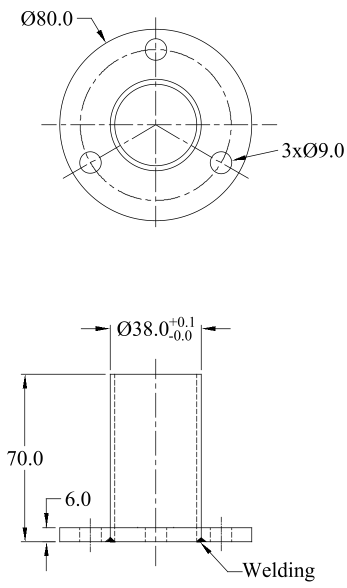 Flansch für Bodenbefestigung 80 x 6 mm