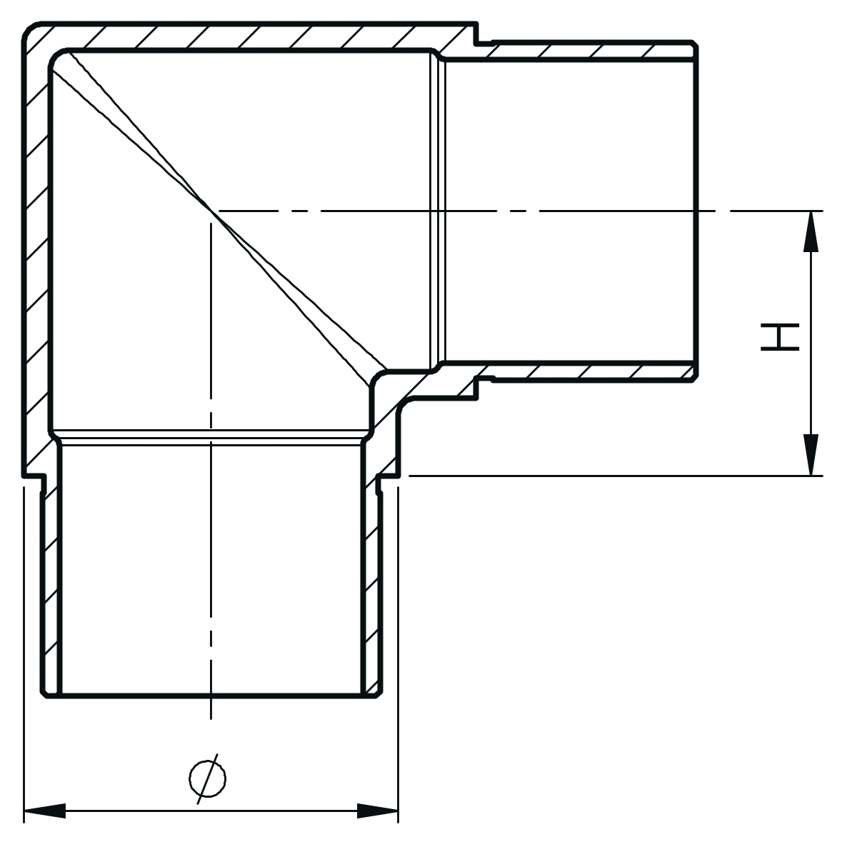 Eckbogen für Rohr 42,4 x 2,0 mm - lang