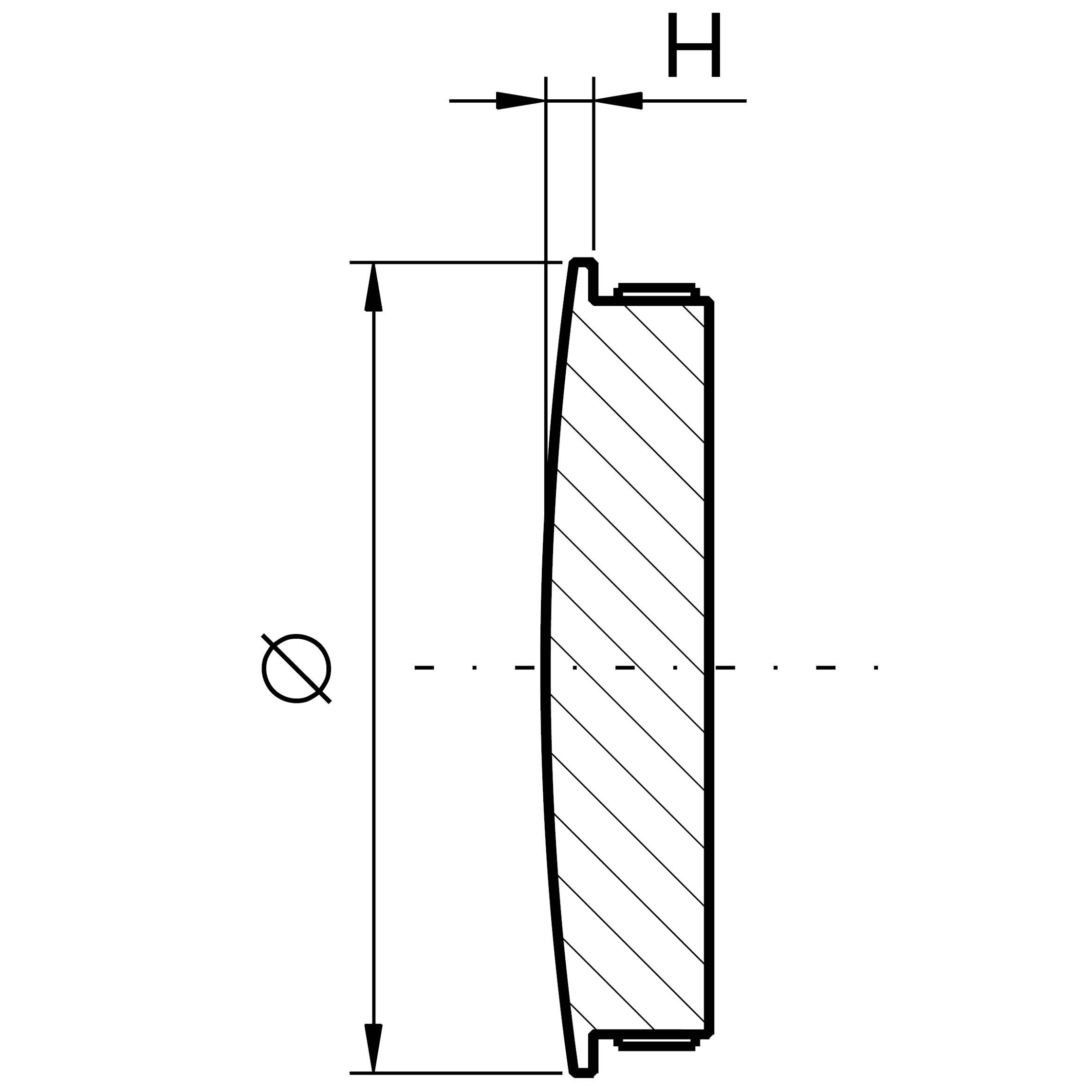 Kappe gewölbt mit Klemmrille