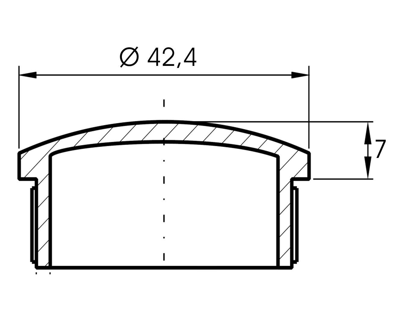 Endkappe hohl gewölbt für Rohr 42,4 x 2,0 mm