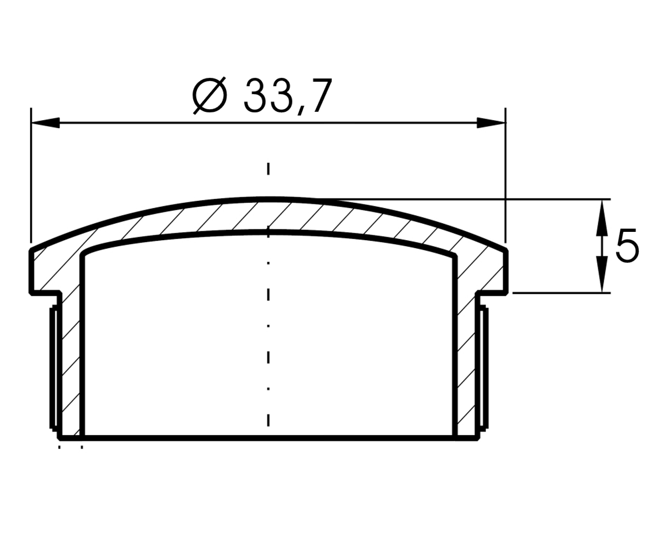 Abschlusskappe für Rohr 33,7 mm - hohl