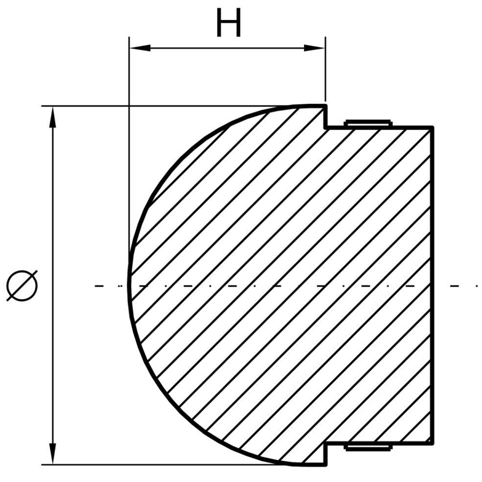 Halbrunde Endkappe für Rohr 42,4 x 2,0 mm