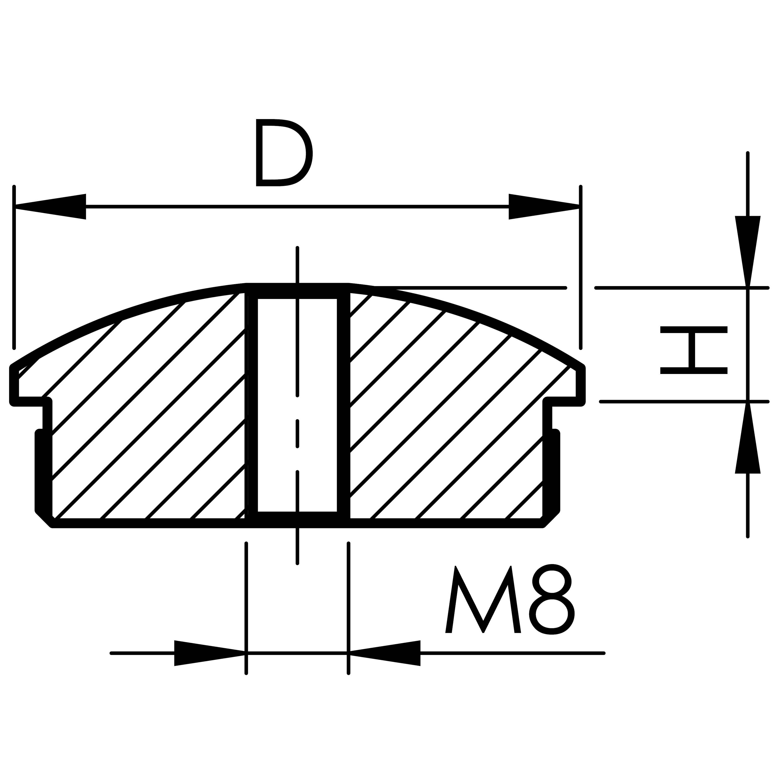 Endkappe mit Gewinde gewölbt für Rundrohr 33,7 mm