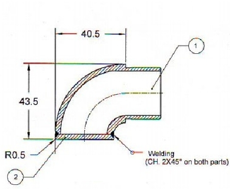 Endstück für einen Handlauf mit Durchmesser 33,7 mm