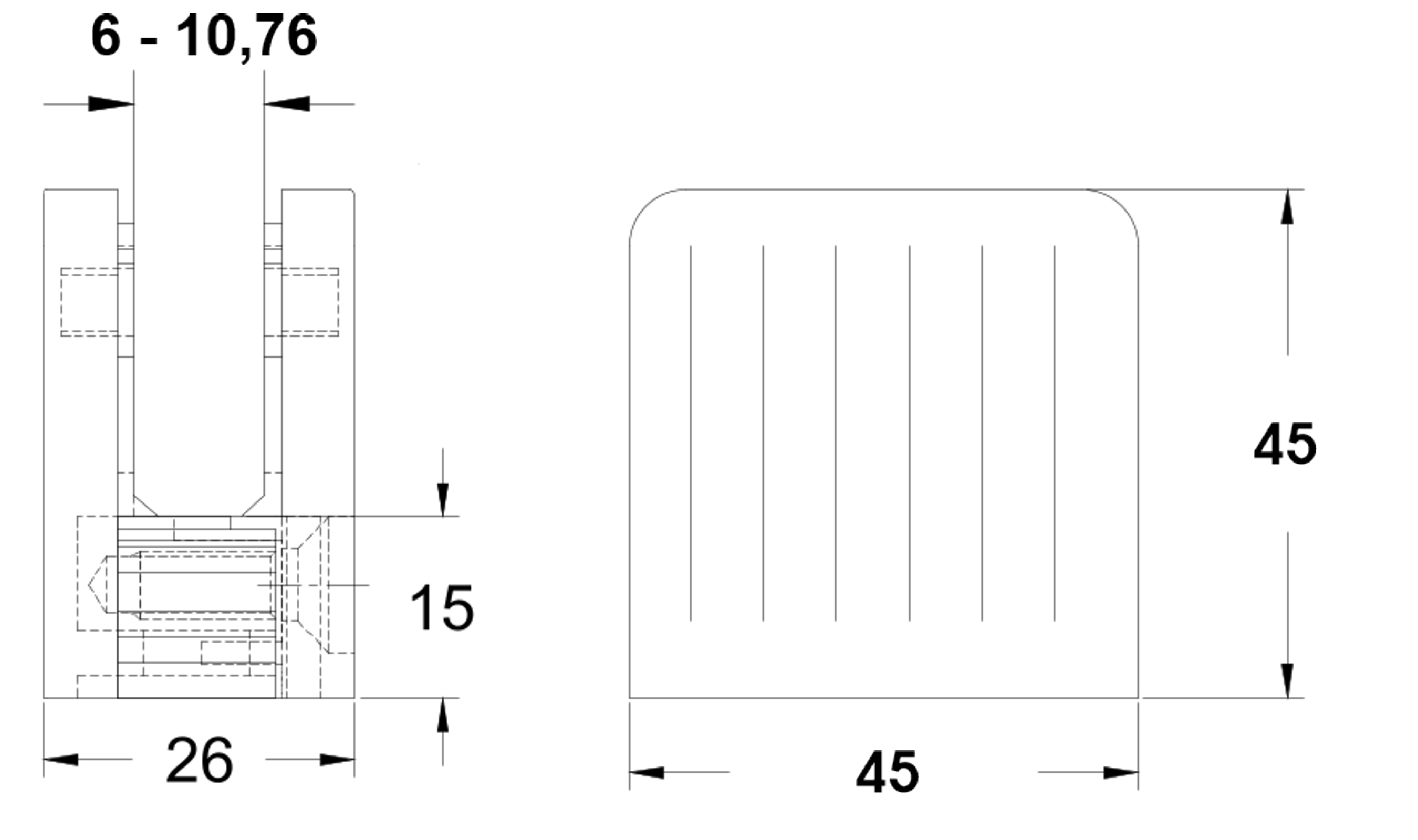 Glashalterung 45 x 45 mm mit Sicherungsstift