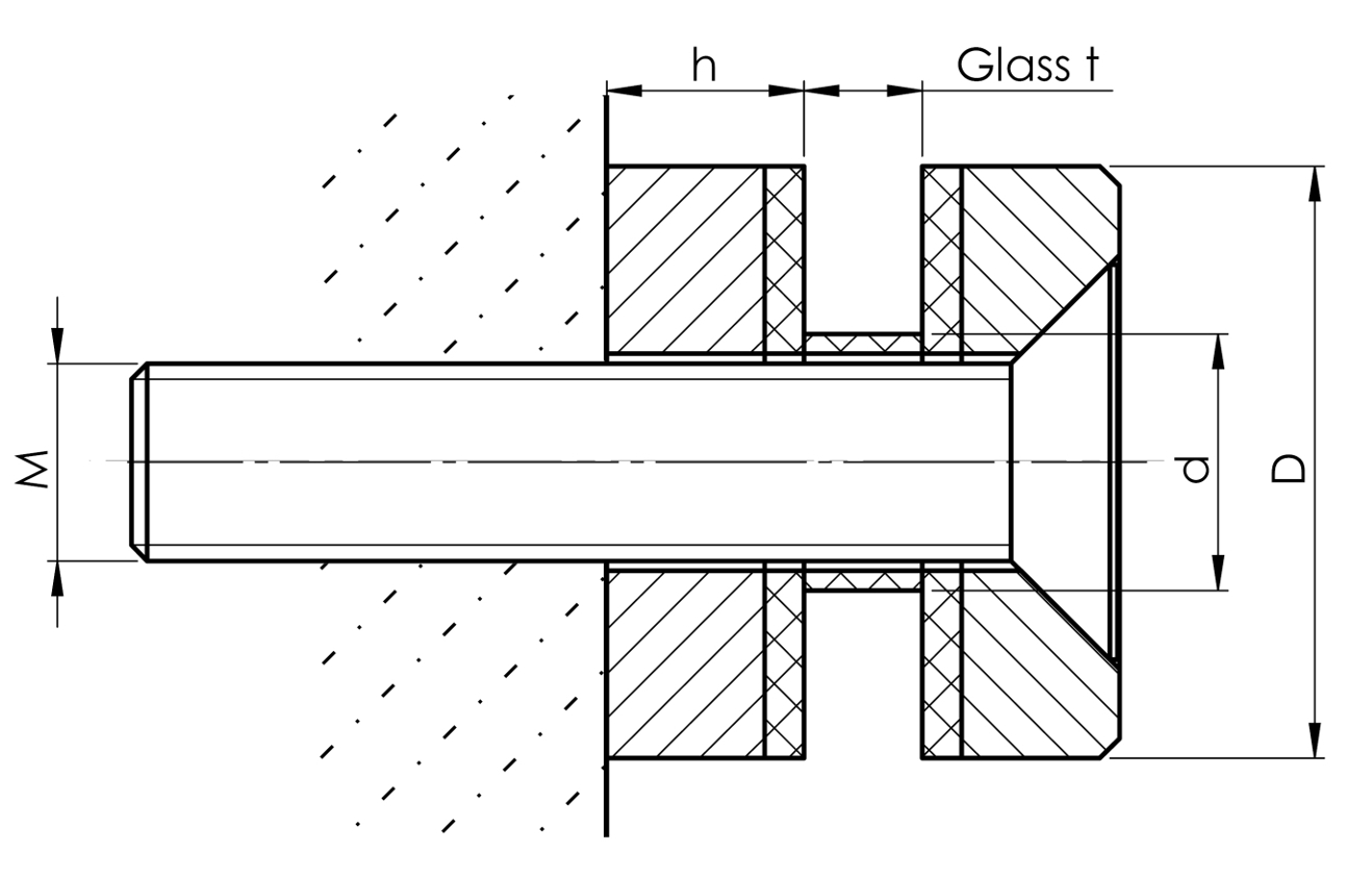 Glaspunkthalter mit Durchmesser 40 mm