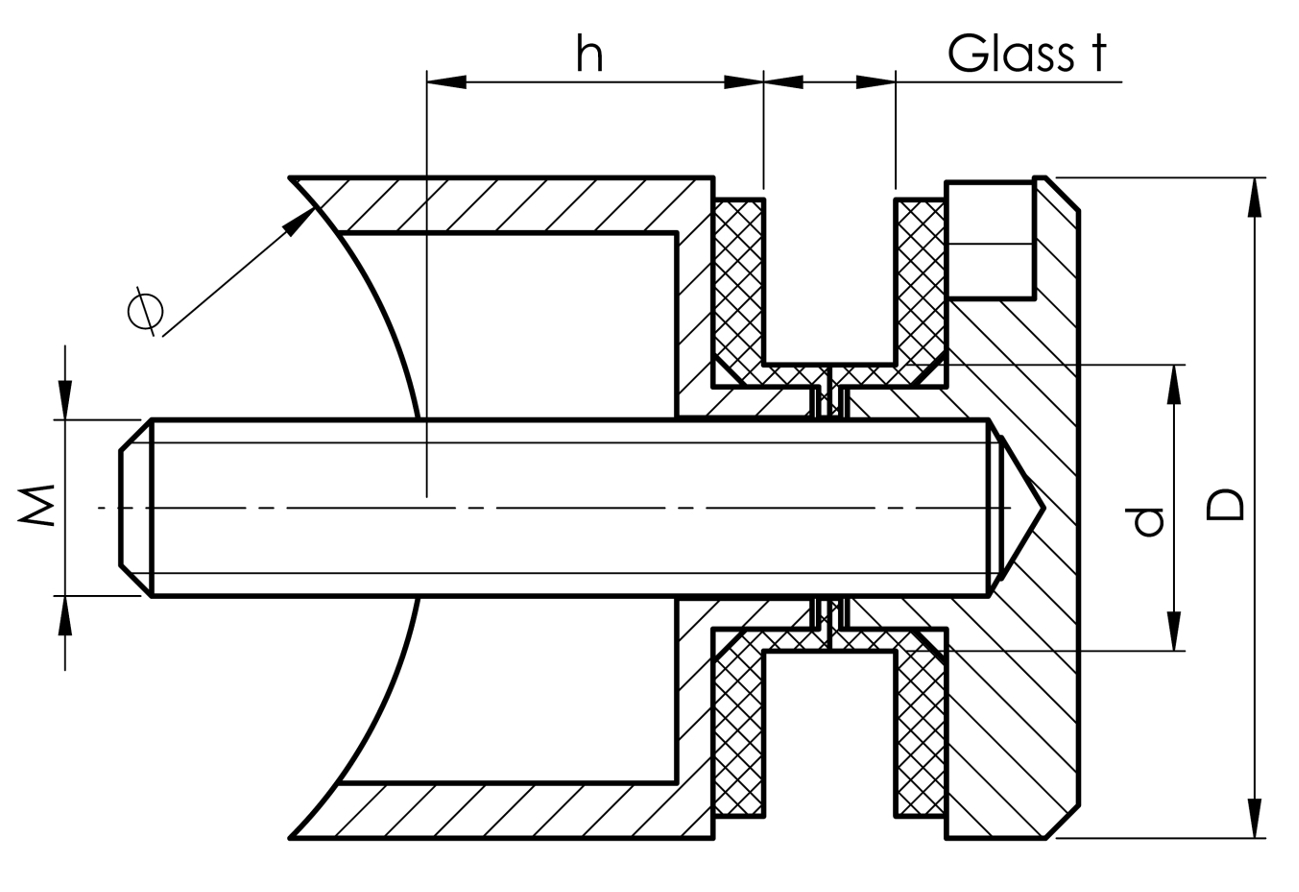 Punkthalter für Rohr 33,7 mm
