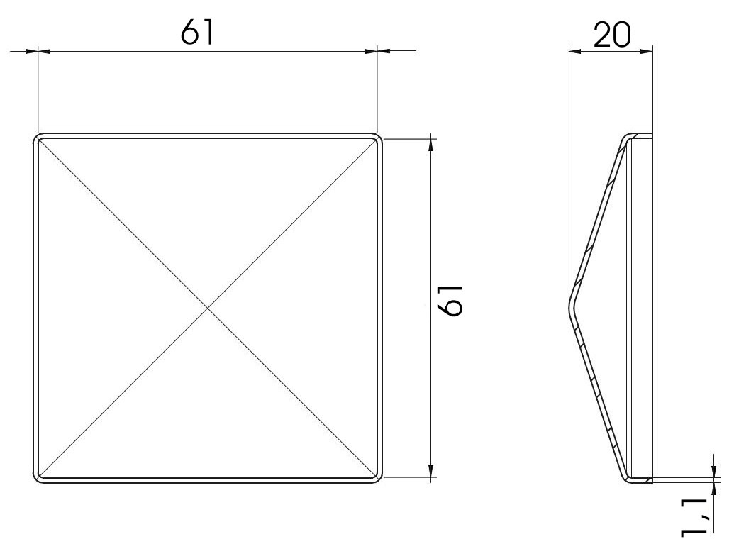 Zierkappe 60 x 60 mm