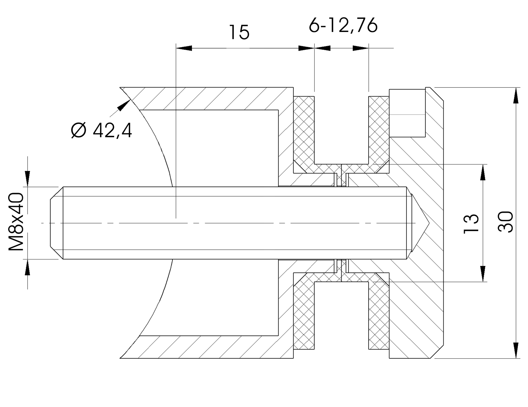 Punkthalter aus Edelstahl mit Durchmesser 30mm