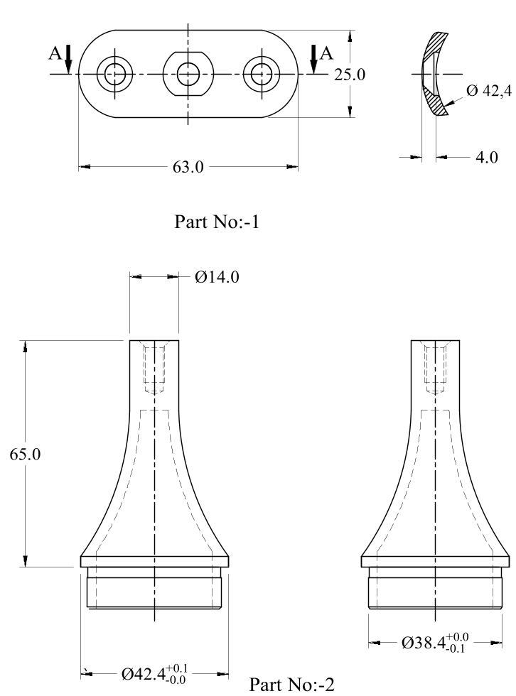 Rohrstütze in konischer Form