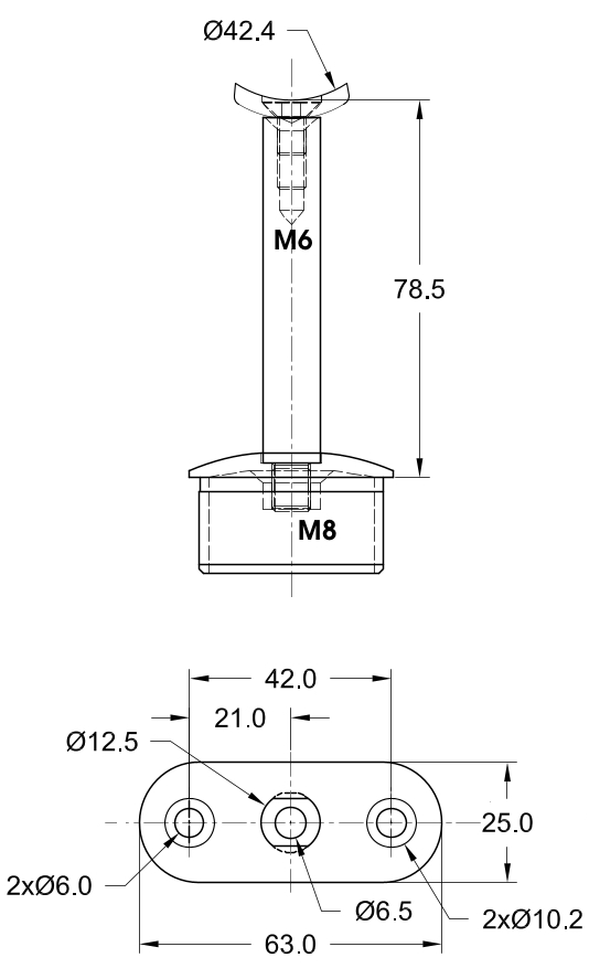 Rohrstütze für Rohr 42,4 mm