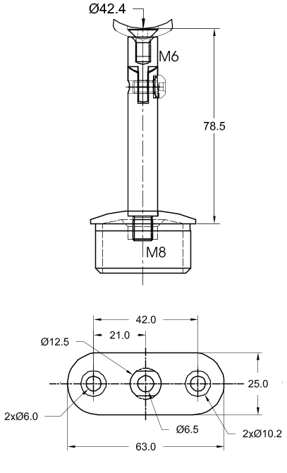 Rohrstütze beweglich für Rohr 42,4 mm