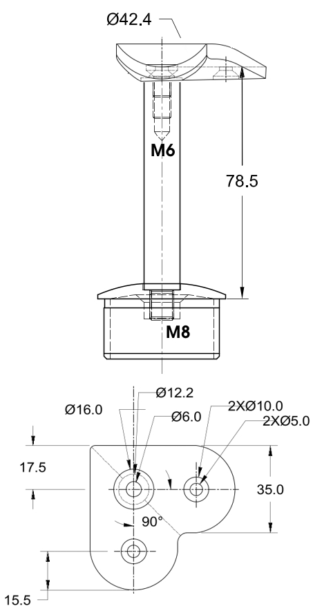 Eckrohrstütze 90 Grad