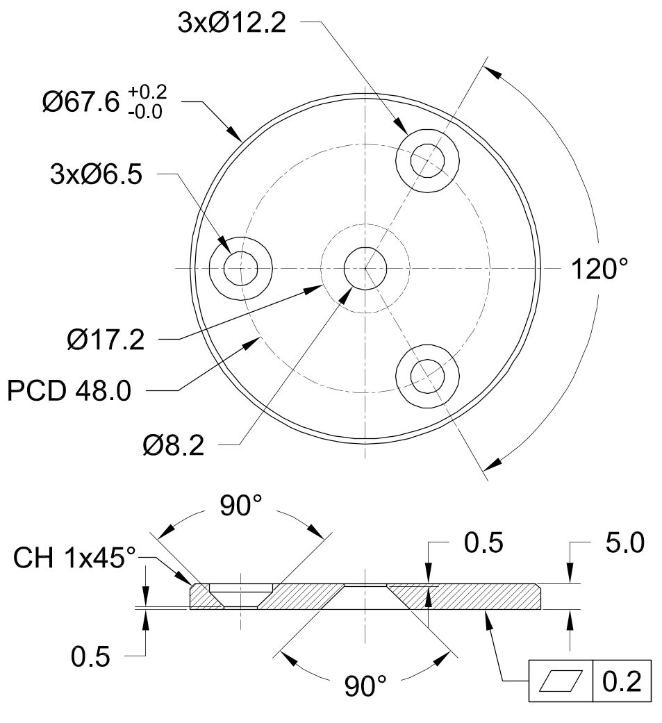 Edelstahl Ronde mit Durchmesser 68 mm