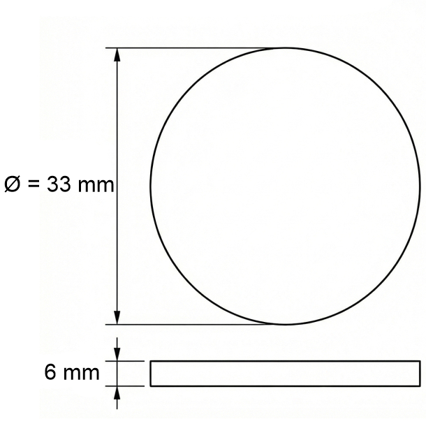 Edelstahlronde mit Durchmesser 33 mm