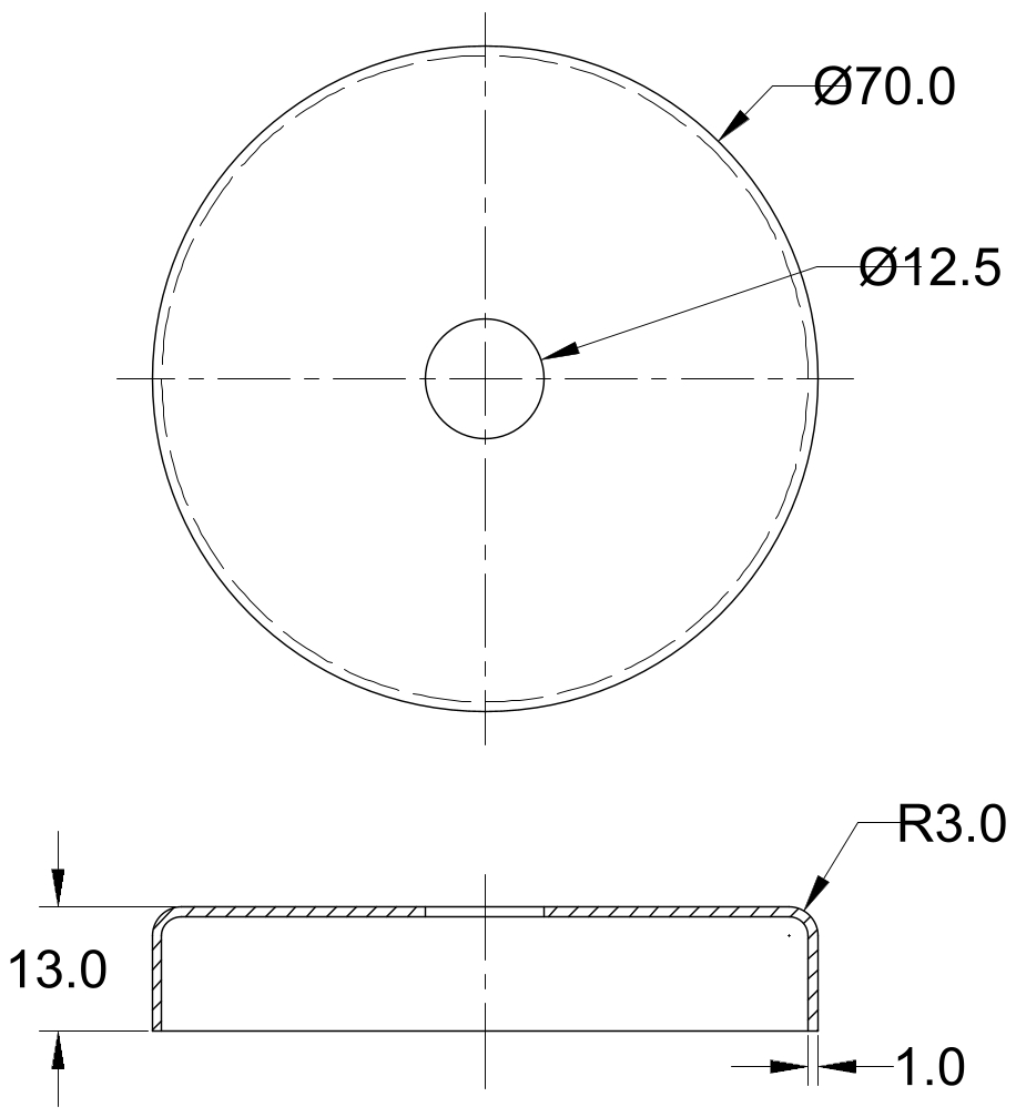 Edelstahlrosette 70 x 13 mm