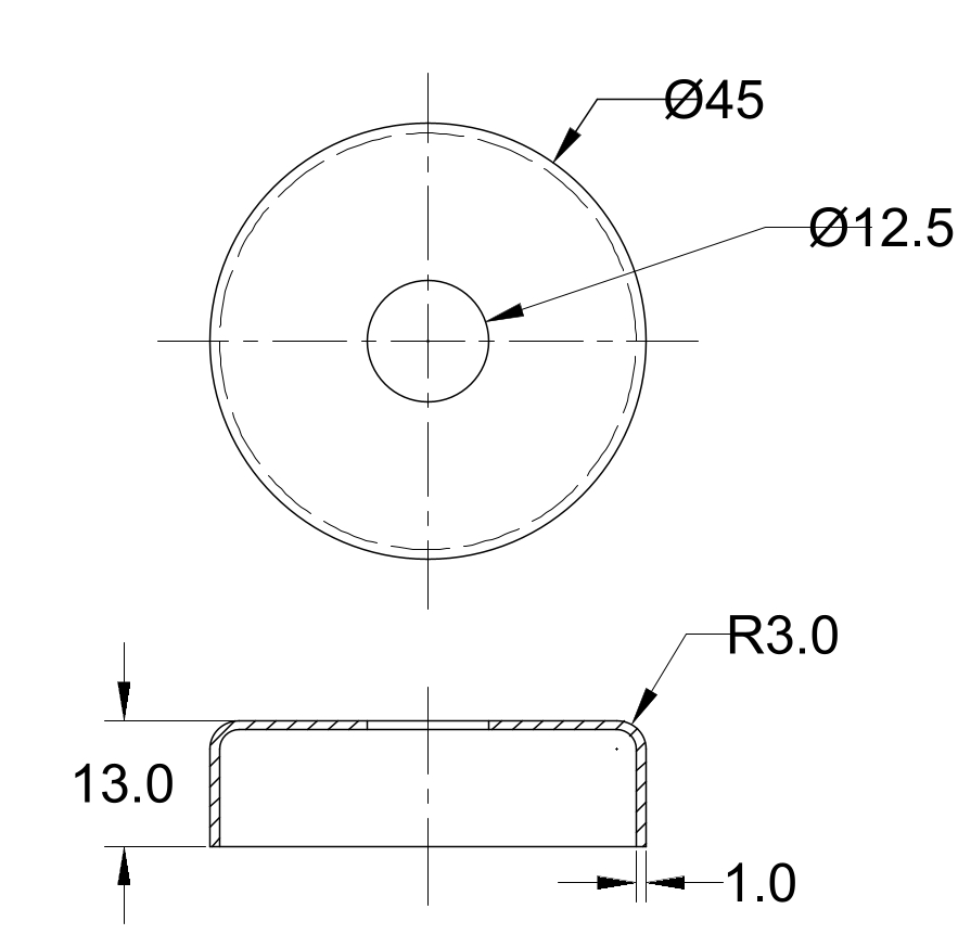 Rosette mit Durchmesser 45mm