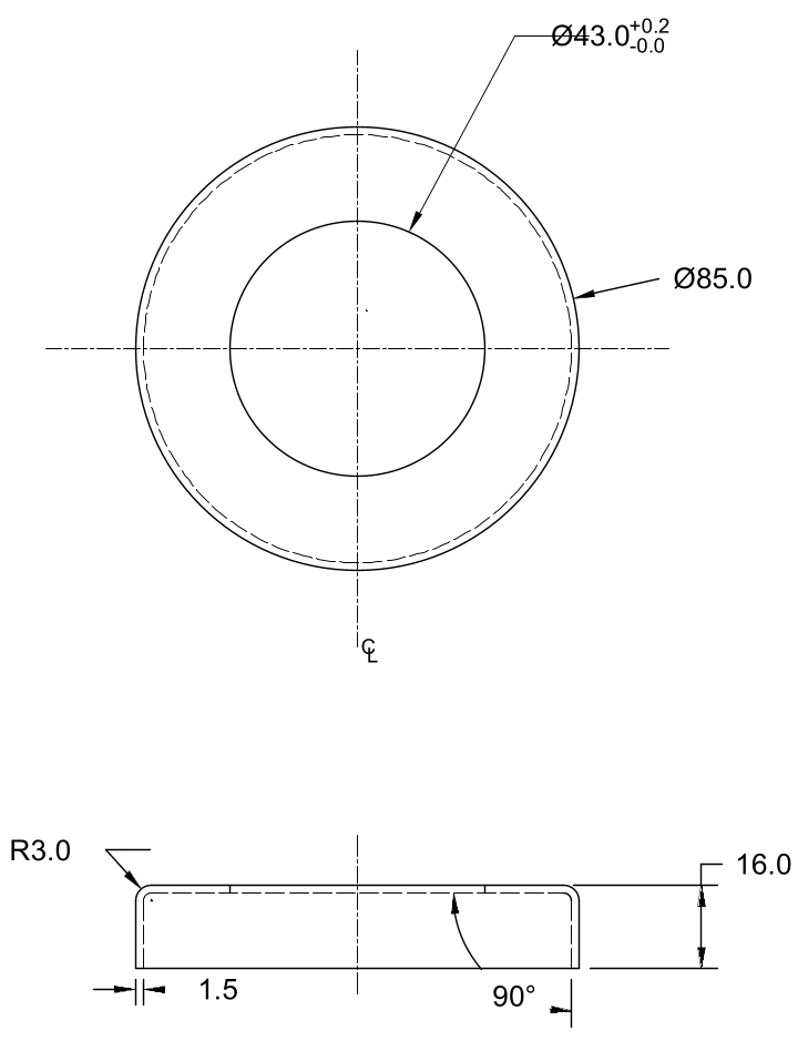 Abdeckrosette mit Durchmesser 85 mm