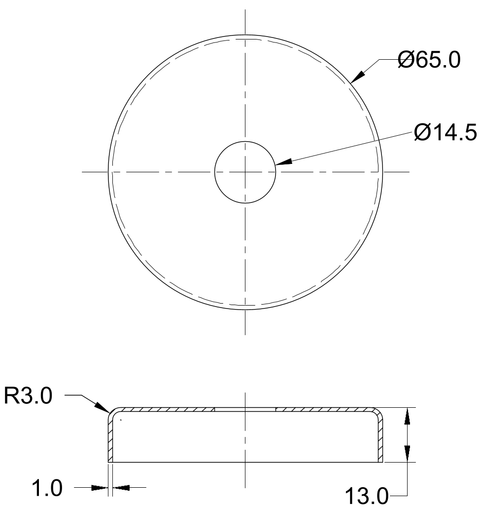 Edelstahlrosette 65 x 13 mm