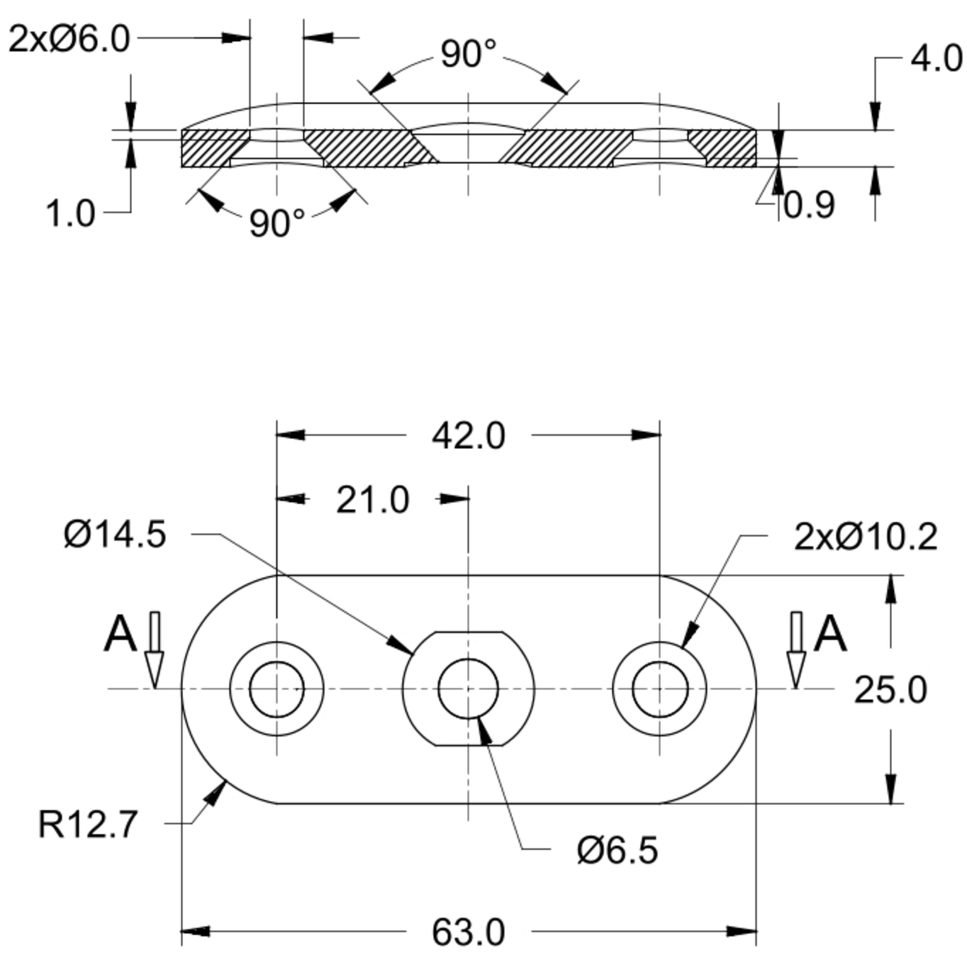 gerade Trägerplatte für Rohr 42,4 mm