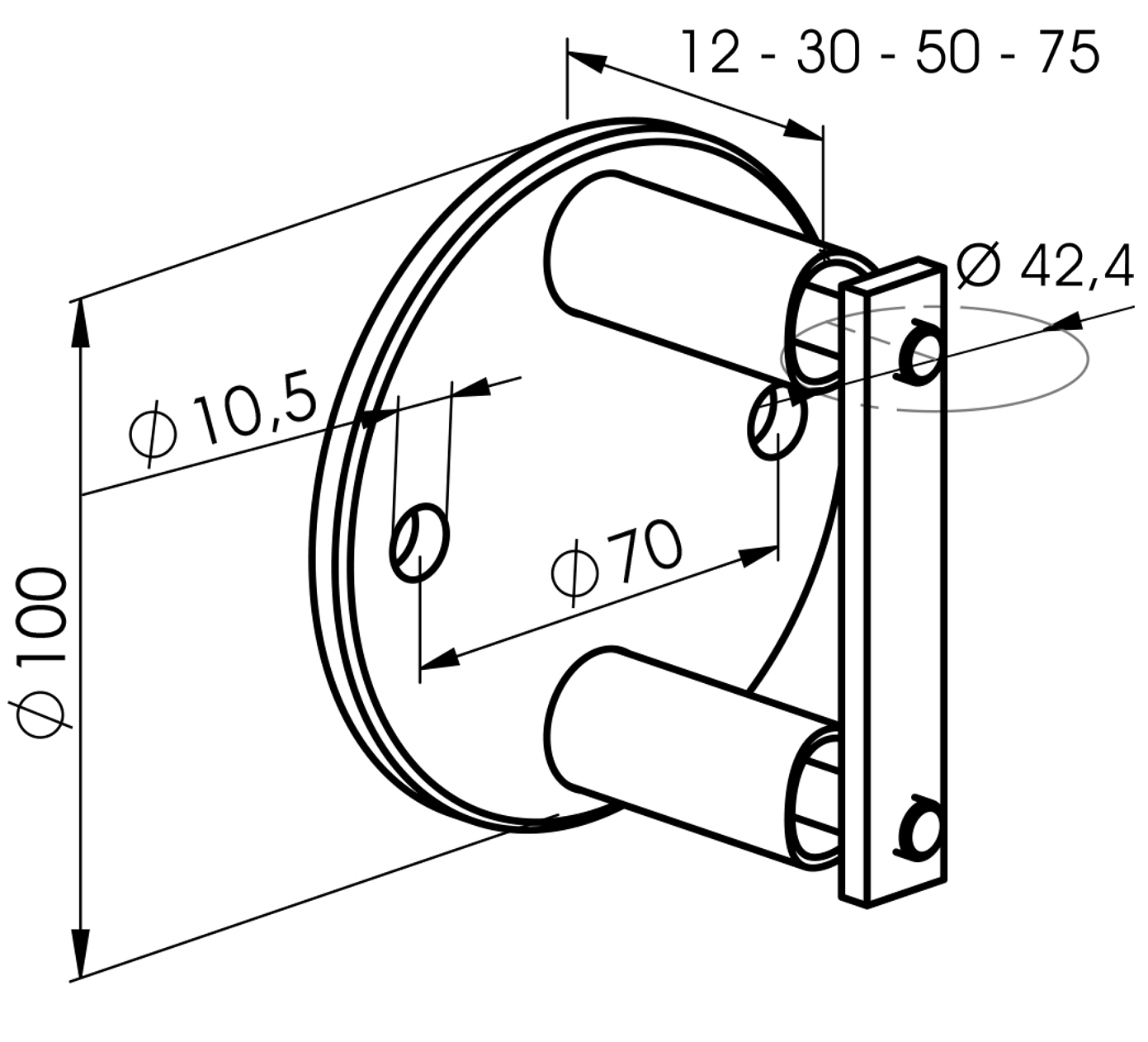 Wandhalterung für Rohr 42,4 mm