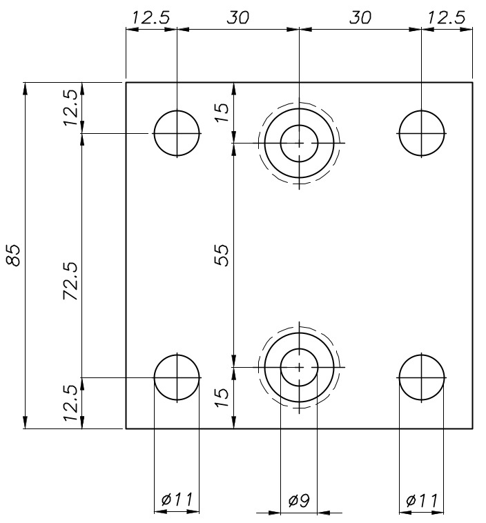 Quadratische Wandhalterung
