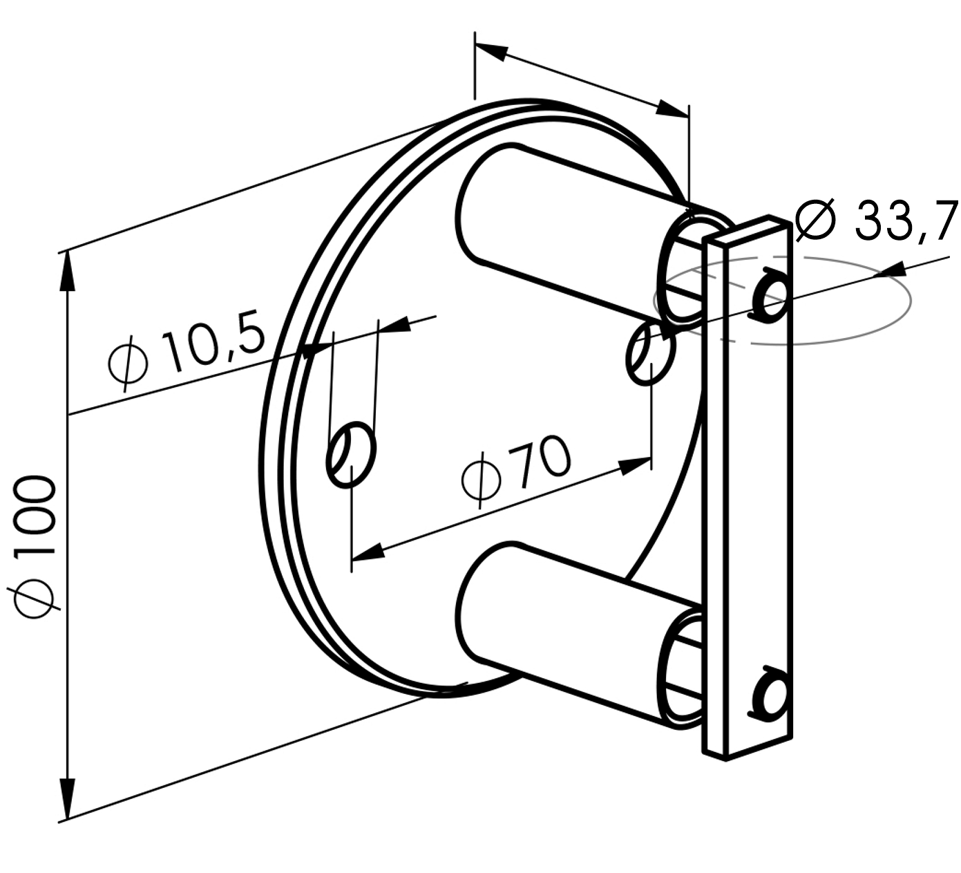 Wandhalterung rund für Rohr 33,7 mm